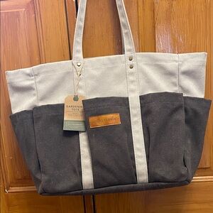 Smith & Hawken Canvas Gardening Tote - Cream & Brown